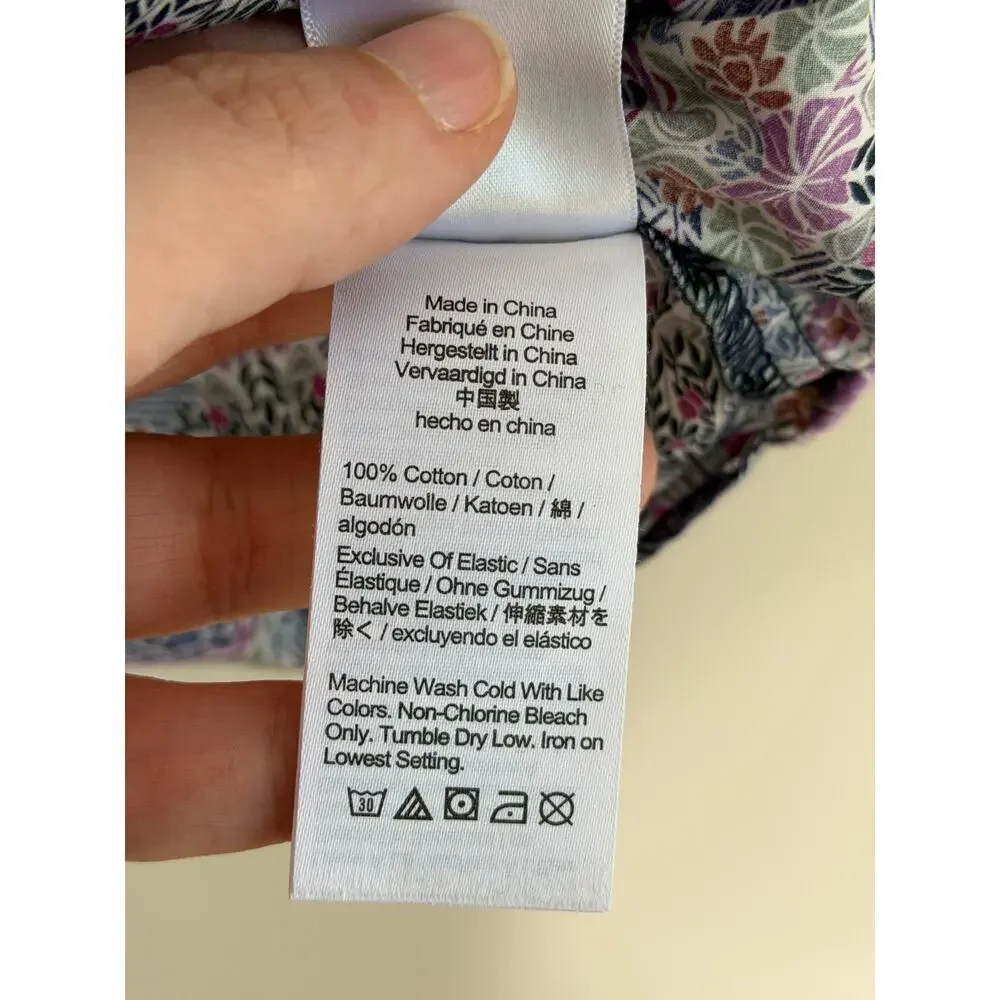 J. Crew Liberty Club Nouveau Fabric Smocked Square Neck Blouse Top Purple Blue M - Picture 6 of 8